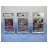 Three Graded Japanese Pokemon Trading Cards