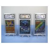 Three Graded Japanese Pokemon Trading Cards