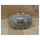 Nickel Silver Turquoise Belt Buckle Stamped