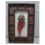 Vtg Framed Chinese Opera Mask 10.5' x 16.25'