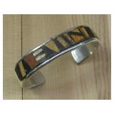 S.S. Inlay Petrified Wood Bracelet Hallmarked