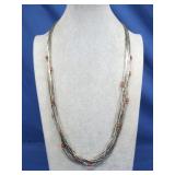 Vtg 10 Strand Navajo W/ Red Beads Necklace 30'