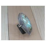 Sterling Silver Turq. Leaf Work Ring Tested