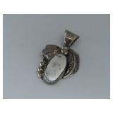 S.S Vtg. N/A Hallmarked White Buffalo Pendant See;