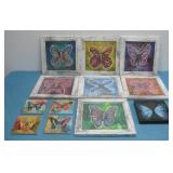 Assorted Framed Butterfly Drawings & Paintings See
