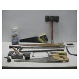 Assorted Saws, Mallet Head, Crow Bar & More