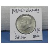 1964D  Uncirculated Kennedy Half Dollar 90% Silver