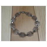 Vtg Sterling Silver Tested Meander Bracelet Mexico