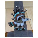 Sterling Silver Zuni Inlay Ring Hallmarked