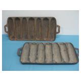 2 Vtg Cast Iron Cornbread Stick Pans 'Corn Stick'