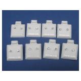 Eight Pairs Of Sterling Silver Stud Earrings