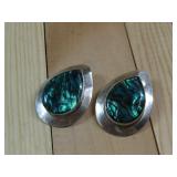 Sterling Silver Abalone Shell Earrings Hallmarked