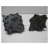 Two Vtg Wood Hand Carved Textile Printing Blocks