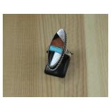 Sterling Silver Tested Multi Stone Inlay Ring