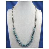 Vtg Navajo Turquoise Necklace 28'