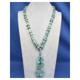 Vtg Navajo Turquoise + Heishi Necklace 25'