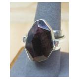 Sterling Silver Lilly Barrack Garnet Ring Hallmark
