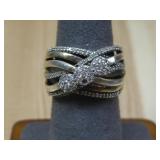 S.S. Multi Band Crystal Cross Over Ring See