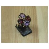Sterling Silver Garnet & Amethyst Ring Hallmarked