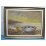 Framed Boat Painting 33.5' x 25'