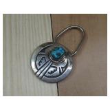 Vtg S.S. Navajo Bear Paw Turq Keychain Hallmarked