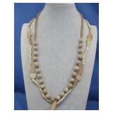 Two Carved Wooden Beaded Necklaces