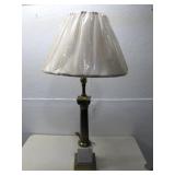 Vtg Brass & Marble Table Lamp Powers On See Info