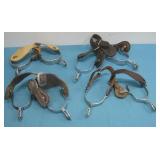 Four Pairs of Western Cowboy Spurs
