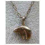 S.S Polar Bear W/ Silvertone Chain Hallmarked