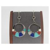 Zuni Handmade .925 Silver Earrings W/ Inlay See
