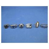 Three Sterling Silver & Three Fashion Rings