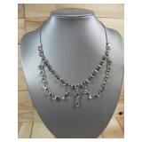 Silvertone Chandelier Crystal Necklace