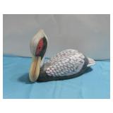Vtg Handpainted Wood Carved Pelican 12.5'
