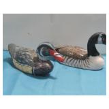 Two Vtg Handpainted Wood Carved Ducks See Info