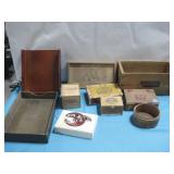 Assorted Wooden Boxes Trays & Cigar Boxes