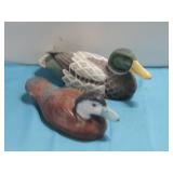 Vtg Handpainted Wood Carving Ducks Largest 12'