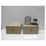 Two NIOB Black Caged Sconce Light Fixtures
