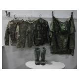 US Military Camo Clothes, Blanket, & Boots