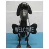 Metal Dog Sculpture Welcome Garden Statue See Info