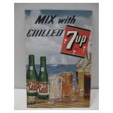 1951 7up Store Counter Cardboard Sign NOS 12' x 8'