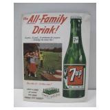 1950 7up Store Counter Cardboard Sign NOS 12'x16'