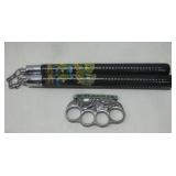 12.5' Wooden Nunchaku & Zombie Brass Knuckles See