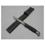 Vtg Fixed Blade Knife W/ Sheath 8 1/4'