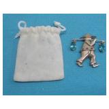 Vtg Coro Asian Water Carrier Figural Brooch See