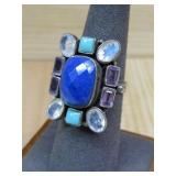 Sterling Silver Multi Stone Ring Hallmarked See