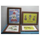 Four Framed Curious George Prints See Info