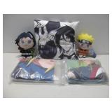 Two Sets Of Anime Twin Bed Sheets Plush Dolls See