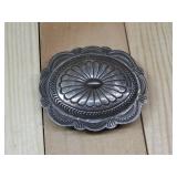 Vtg Sterling Silver Ornate Repousse Belt Buckle