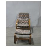 Ikea Chair & Ottoman Multi-Colored Upholstery See