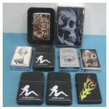 Nine Assorted Refillable Lighters Zippo & More See